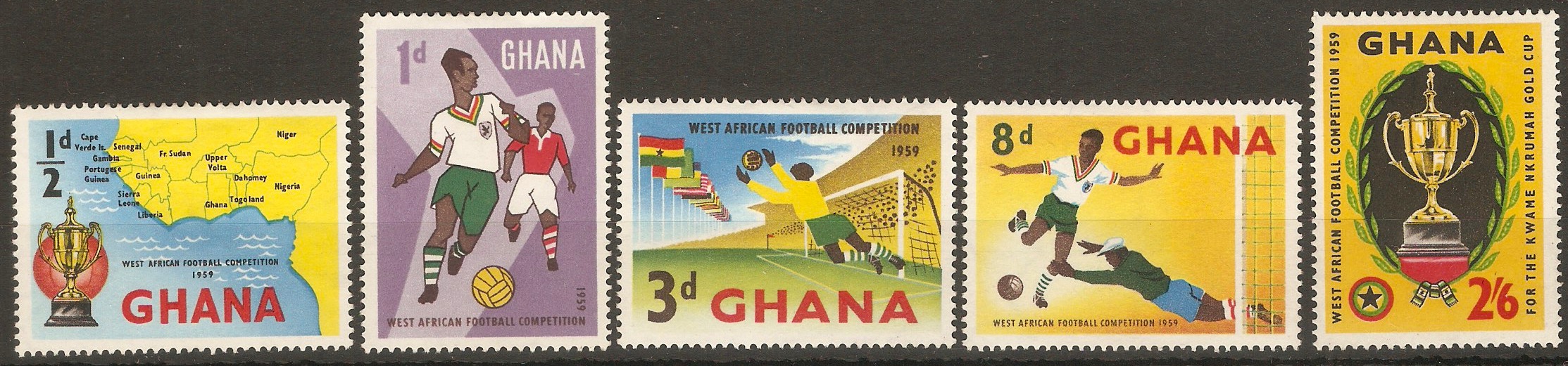 Ghana 1959 West African Football Set. SG228-SG232.